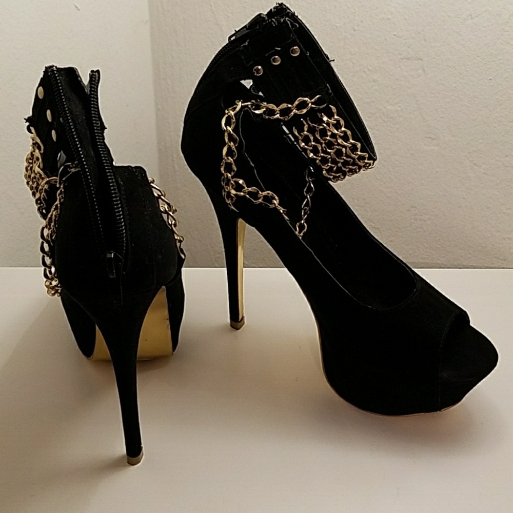 Gold Chain Stilletos, Pumps, Heels, Platforms